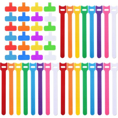 Etiquettes Et Attaches Pour Câbles - Nylon Réutilisables Avec Velcro - Pour Organisation De Câbles Audio Téléphone Chargeur - Lot De 48 Pièces (1/5)