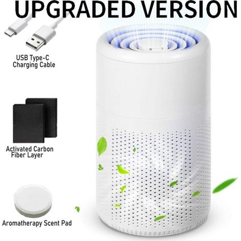 Purificateur d'air portable pour la maison + coton au charbon actif + pastilles d'aromathérapie, purificateur d'air pour la chambre et le bureau (1/4)