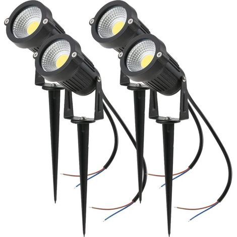 Set mit 4 Cob-LED-Strahlern, 5 W, 220 V, verstellbare Gartenstrahler mit Erdspieß, Außenbeleuchtung, Gartenterrasse (kaltweiß) (1/5)