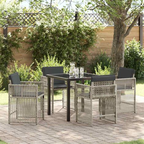 Ensemble de salle à manger pour jardin 5 pcs-Salon de jardin Gris clair 987466 (1/5)