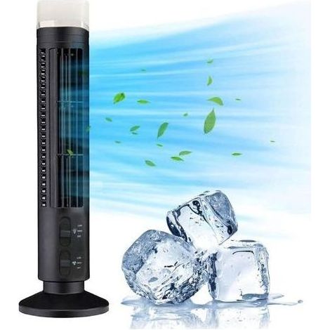 1 Ventilateur Tour Sans Pales, Oscillation 90 Degrés, 2 Vitesses, Lumière LED, USB Pour Chambre Bureau (1/5)