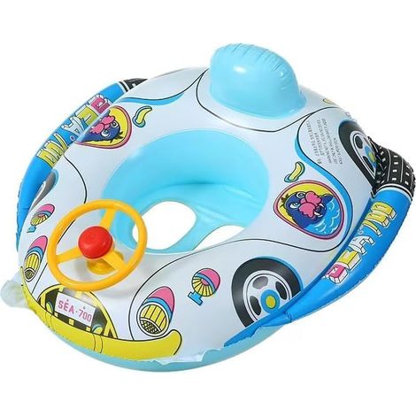 Bouée gonflable en forme de voiture pour bébé, avec volant et siège de sécurité, pour les enfants de 6 mois à 4 ans. (1/5)
