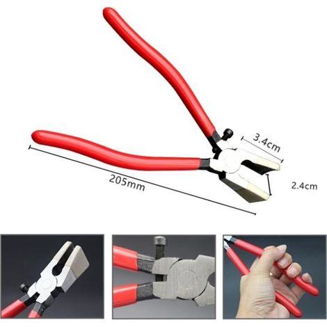 205mm Pince de Course à Pied en Verre Pince Coupante pour Verre, Pince à Briser le Verre à mâchoire incurvée Robuste Outil de Coupe pour le Travail du Vitrail (1/3)