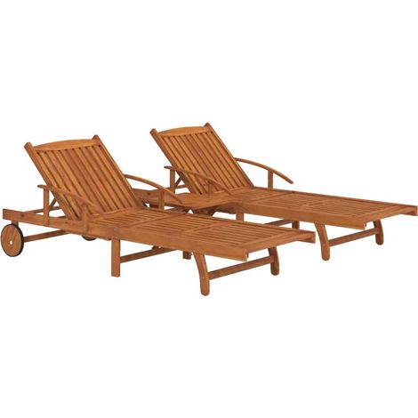 Conjunto de sillones de 2 piezas y mesa de madera maciza de acacia 020011993