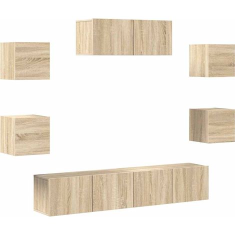 Maison Exclusive - 7-tlg. TV-Schrank-Set Sonoma-Eiche Holzwerksto (1/5)