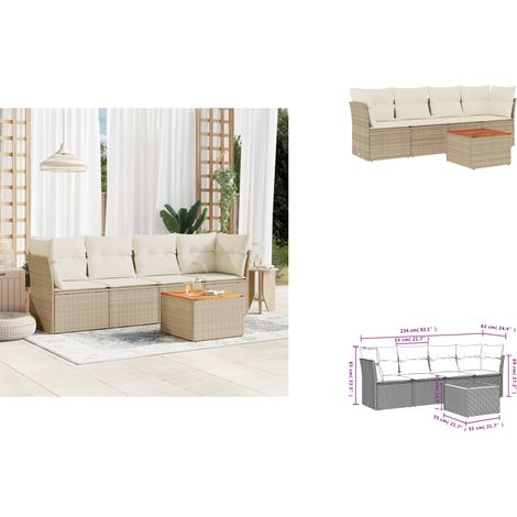 5-tlg. Garten-Sofagarnitur mit Kissen Beige Poly Rattan - Gartengestelle - Gartenmöbelset - Outdoor Möbel - Lounge Set - Rattan Gartenmöbel (1/3)