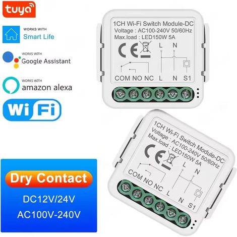 Tuya Modulo Interruttore DC Smart WiFi a Contatto Pulito da Incasso (1/5)