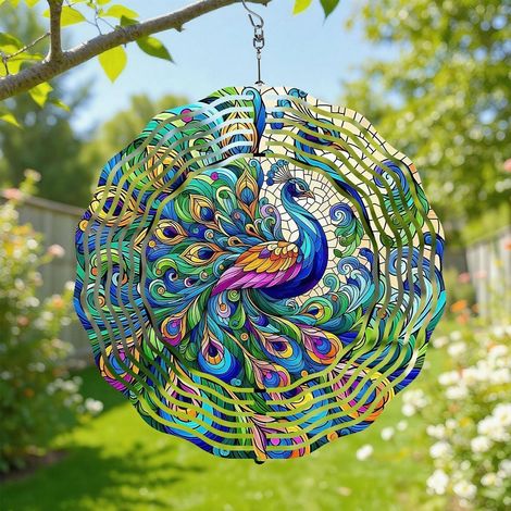 3D Windspiel Pfau für Garten & Balkon, wetterfest, 30 cm