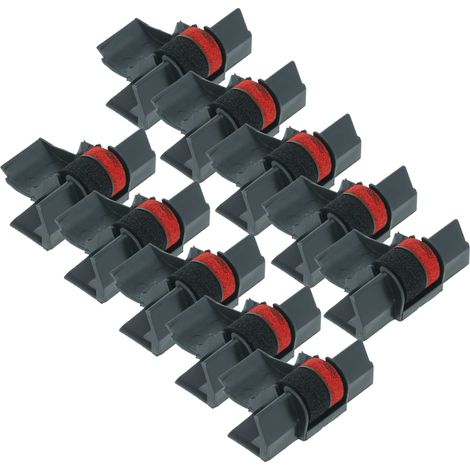 vhbw 10x Ink Roller Black-Red compatible with Adler Royal 228 PD, 4212 PD, 4200 Cash Register, Calculator