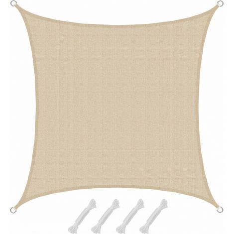 Voile d'ombrage UV 2x2 m HDPE Carré Protection Solaire Toile de Jardin Beige