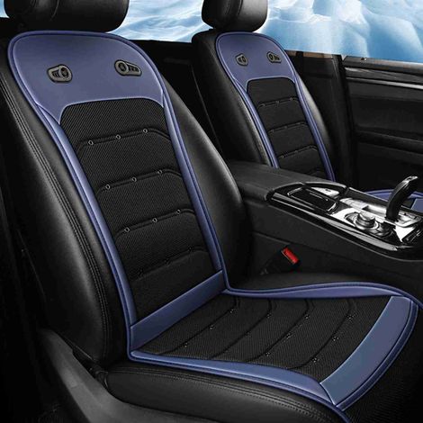 Ortviai Coussin de Siège Automobile Réfrigéré 12V/24V avec Ventilateurs Intelligents, Tissu Respirant Bleu (1/3)