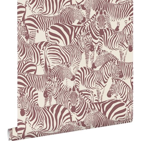 papier peint zèbres rouge bordeaux - ESTAhome (1/5)