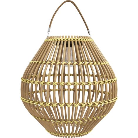 Solarlampe Rattan Gartenleuchte, Wasserdicht, Lichtsensor, Trommel-Design, Gelb