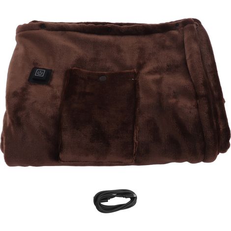 Coperta riscaldata elettrica Piccola 5 V Riscaldamento rapido Ispessimento Flanella Coperta Caffè 140x80 cm / 55,1x31,5 pollici