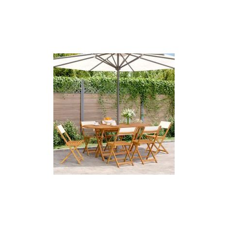 Chaises de jardin pliantes lot de 6 tissu et bois massif (1/5)