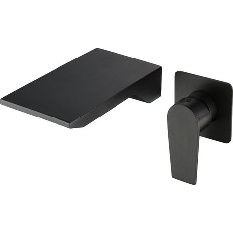Bathroom Sink Mixer Tap Wall Mounted Single Lever Basin Faucet Sink Tap,Black (1/5)