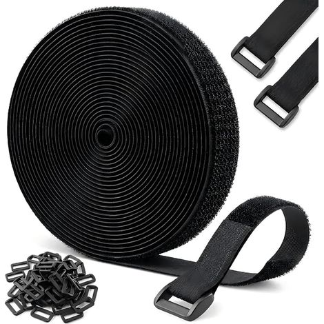 CNMTCCO 10 m x 2 cm Kabelbinder mit 50 Schlaufen, wiederverschließbare Kabelbinder, schwarze Kabelbinder für Kabel, Schläuche, Rohre (1/5)