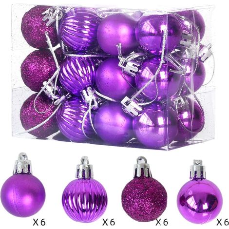 Boules De Noël - En Plastique - 3 cm - Dorure Métallisée - Pour Arbre À Noël Guirlande Couronne - Lot De 24 Pièces (1/3)