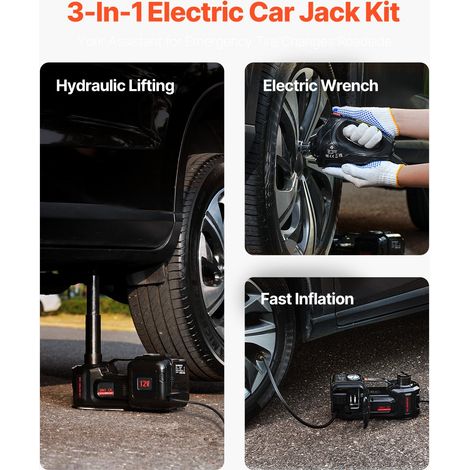 Cric Électrique 5 T, Cric de Voiture Automatique avec Gonfleur Intégré, Cric de Levage avec Clé à Chocs Électrique et Lampe LED, Ou… (1/5)