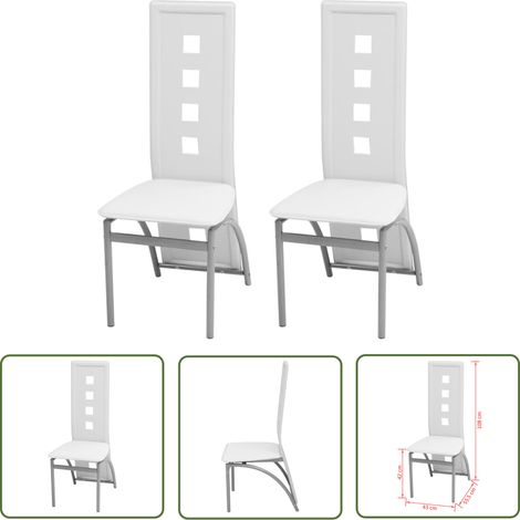 Lot de 2 Chaises de salle à manger - Chaises à dîner Blanc Similicuir BV127046 - BonneVie (1/4)