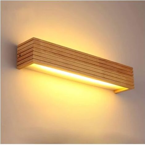 Applique murale LED Appliques Luminaire d'intérieur Lampe murale en bois Lampe à lumière chaude pour chambre à coucher Salon Bureau Couloir (1/4)