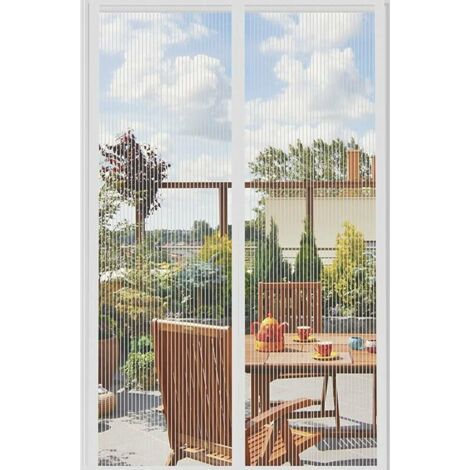 Moustiquaire Porte Fenetre Aimantée Magnetique, Rideaux Anti Mouches pour Porte, Rideaux Toile Insect Ecran, Moustiquaire Baie Vitree Coulissante, Magnétique Moustique Sans Perçage (150 x 240cm, Blanc (1/5)