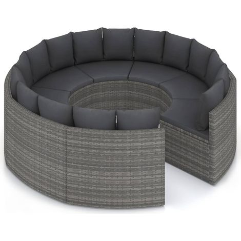 Set di mobili da giardino mobili da esterno 8 pezzi con cuscini resina intrecciata grigia 020017671