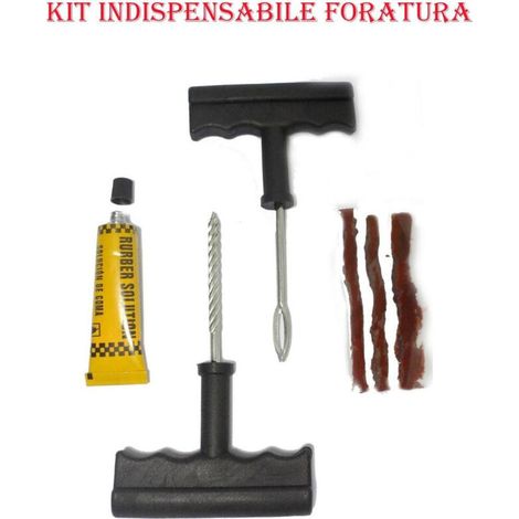 Kit Reparation Pneus - Pour Voiture Et Moto - Auto-Vulcanisant - Avec Poincon Et Inserts - 10 Unites (1/2)