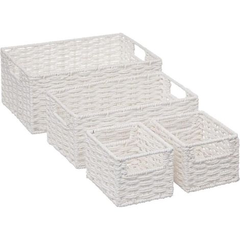 Lot de 4 Paniers de Rangement "Costa" 32cm Blanc