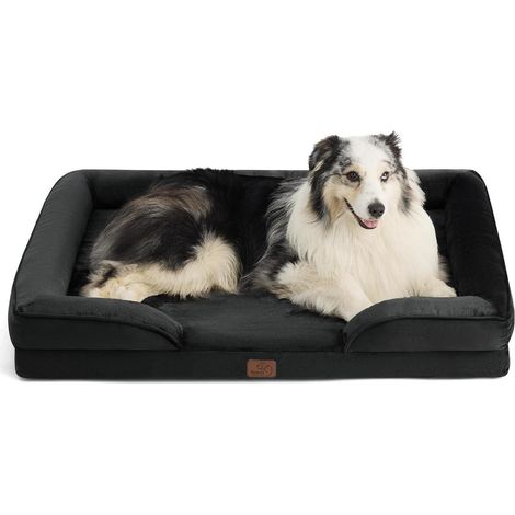 Hundebett orthopädisches ergonomisches L 106 x B 80 x H 17 cm Schwarz (1/5)