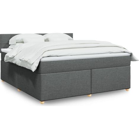 vidaXL Sommier à lattes de lit avec matelas Gris foncé 180x200cm Tissu (1/5)