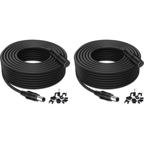 Câble d'extension DC 10 M, Connecteur mâle-Femelle 2,1 mm x 5,5 mm pour caméras de sécurité CCTV (caméras IP WiFi TAPO C200, C310), DVR, Tubes LED, routeurs, TV Box (8010) - Lot de 2 (1/5)