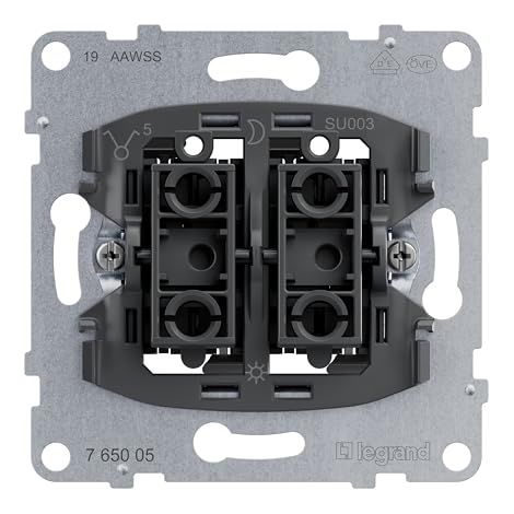 LEGRAND, Seano 764526 - Interruptor de serie, bornes, 2 funciones de iluminación LED rearmables (número de artículo: 764526), 2 funciones de control LED (número de artículo: 764521), 10AX, 765005