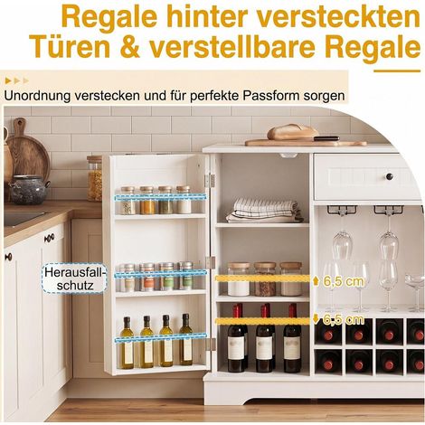 Rangement gain de place, buffet avec porte, étagères et casier à vin 10 bouteilles (1/5)