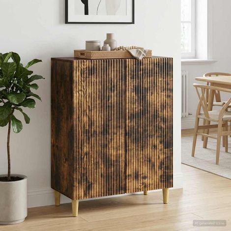 Buffet 2 portes en bois d’ingénierie chêne fumé 66 x 34,5 x 90 cm - PANGIVO (1/5)