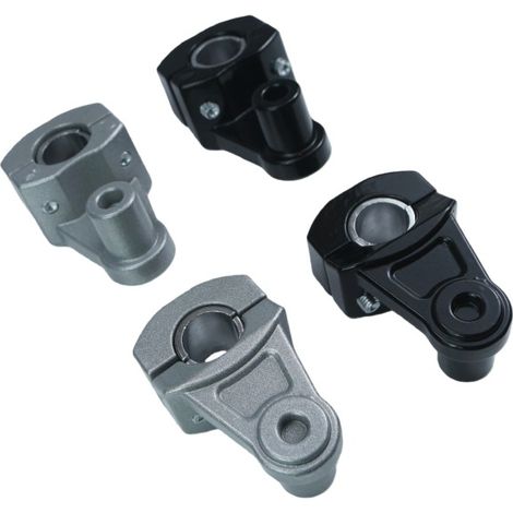 Support de cintre réglable universel 22‑28 mm – Élévateur de guidon – Personnalisation moto, finition argent et noir (1/4)