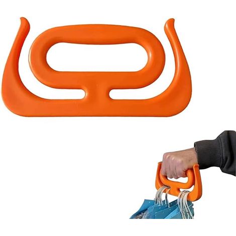 Poignée pour sac de courses - Support de transport ergonomique et robuste pour sacs - Réduit la fatigue des mains (orange, pour tous types de sacs) (1/5)