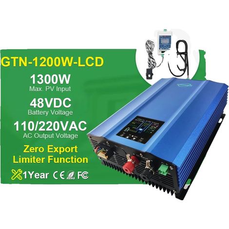 Onduleur Solaire, Haute Efficacité, Fonctionnalité de Dispositif Intelligent, LCD 1200W limiteur, 190-260V, PV55-90V(48V BAT) (1/2)
