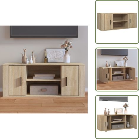 Meuble TV Chêne sonoma 100x35x40 cm Bois d'ingénierie - Meubles Tv - Meuble Tv - Support Tv - Unité Tv - Rangement Tv
