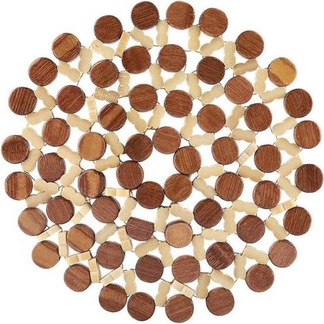 Dessous de plat bois,Tapis de table rond en bambou résistant à la chaleur,pour protéger les plateaux de table et les comptoirs