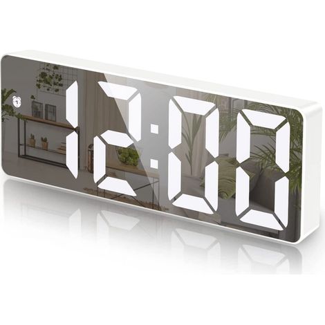 Horloge Numérique - Affichage LED - Affichage Température - Réglage Luminosité 3 Niveaux - Mode Veille Automatique - Alarme Répétitive Du Lundi Au Dimanche - Alimentation Secteur ou Piles AAA - 1 Pièc