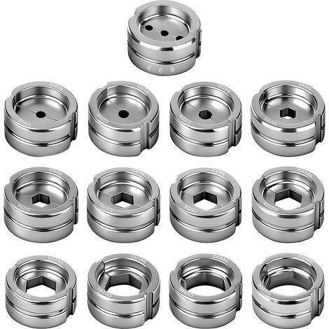 Mâchoires de Sertissage 4-300mm² - Toutes Sections : 1 Jeu de Mâchoires 4/6/8mm² + 12 Séparées 10-300mm² - Acier Haute Résistance Anti-Usure-Compatible Manuelles/Électriques - Domestique et Industriel (1/5)