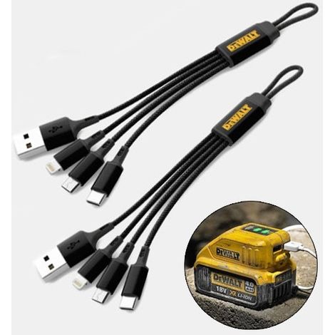 Dewalt 3 in 1 Multi Head USB Charger Cable iPhone Android Charging Lead X 2 (1/5)