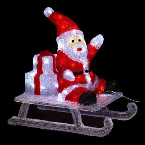 Déco lumineuse Père Noël sur sa luge 60 LED Blanc froid 8 Jeux de lumière - Feeric Christmas (1/2)