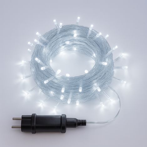 Catena Luminosa Natalizia LED 300 Led Luci di Natale – Per Interno ed Esterno 15 metri Cavo Trasaparente - Colore della luce: Luce fredda