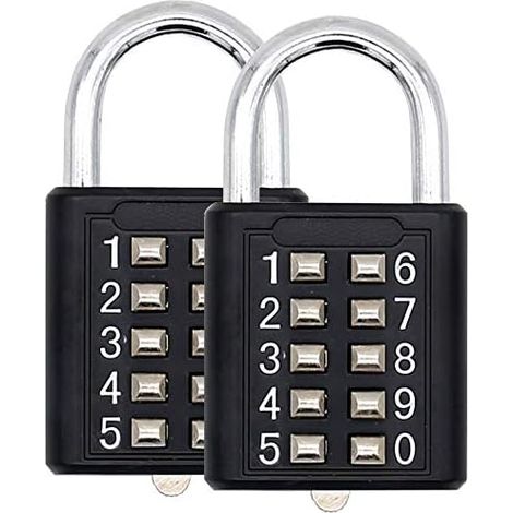 Cadenas à combinaison à 10 chiffres avec bouton-poussoir, mécanisme de verrouillage à 5 chiffres