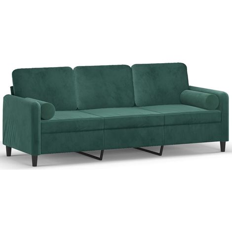 Canapé 3 places,Sofa pour Salon,Banquette avec oreillers vert foncé 180 cm velours CFW236818 (1/5)
