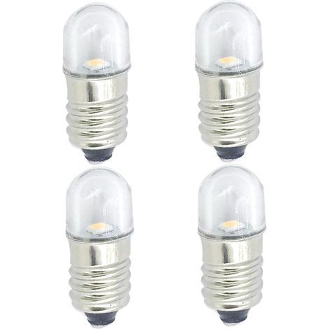 Bulbe LED E10 4PCS 1x0, 4 pouces 6500k 3V Remplacement E10 Bulbe avec couvercle transparent pour lampe de poche, signe LED, lampe (1/5)