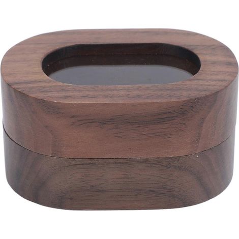Boîte rétro en bois ovale avec fenêtre acrylique pour bague de fiançailles, écrin de demande en mariage, cérémonie nuptiale, brun clair (1/5)