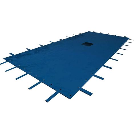 Bâche d'hiver pour piscine rectangulaire 12 × 6 m – Protection UV renforcée, densité 140 g/m², filet de drainage central intégré et anneaux métalliques inclus (1/5)
